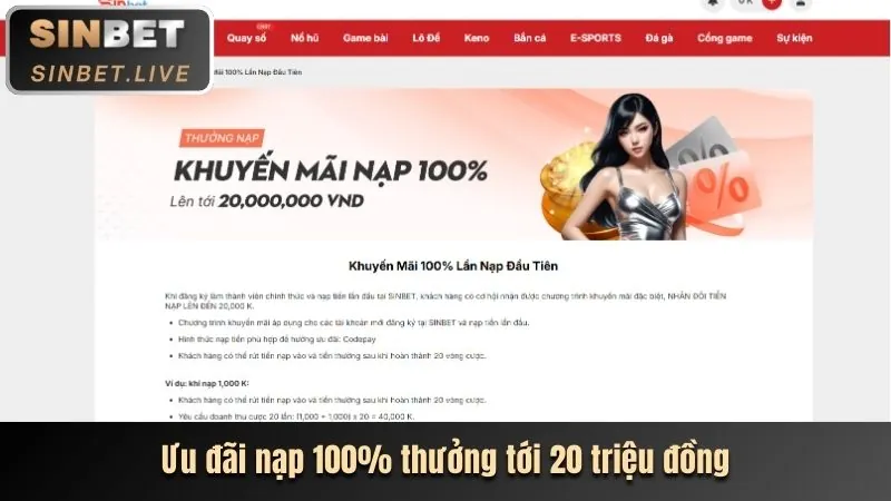 Thưởng đăng ký chào mừng SP8BET
